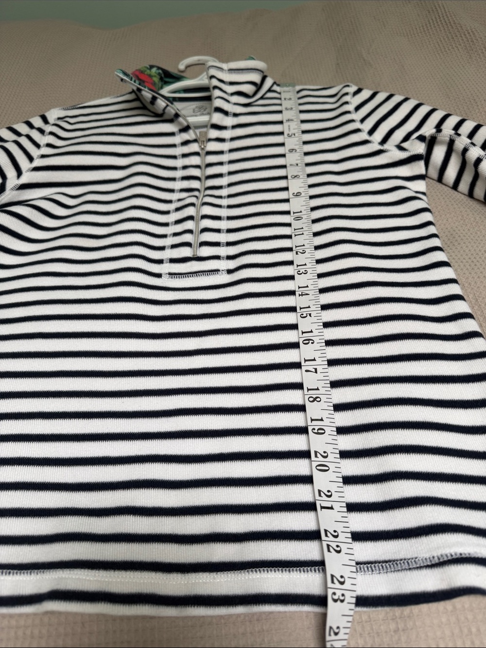 Tommy Bahama sz XS White navy striped half zip sweater - nautical & warm! - Picture 7 of 11